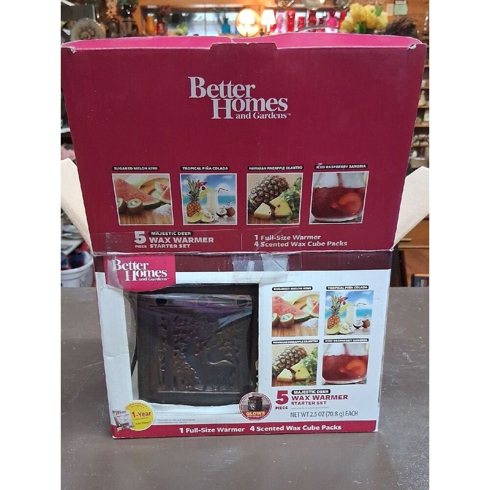 Better HOMES and Gardens Majestic Deer Full Size Candle Warmer Plus 4 Pks Melts